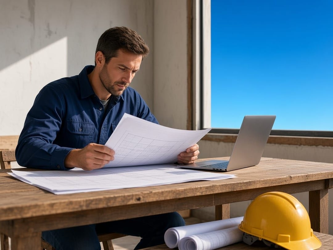 An estimator measuring an architectural plan