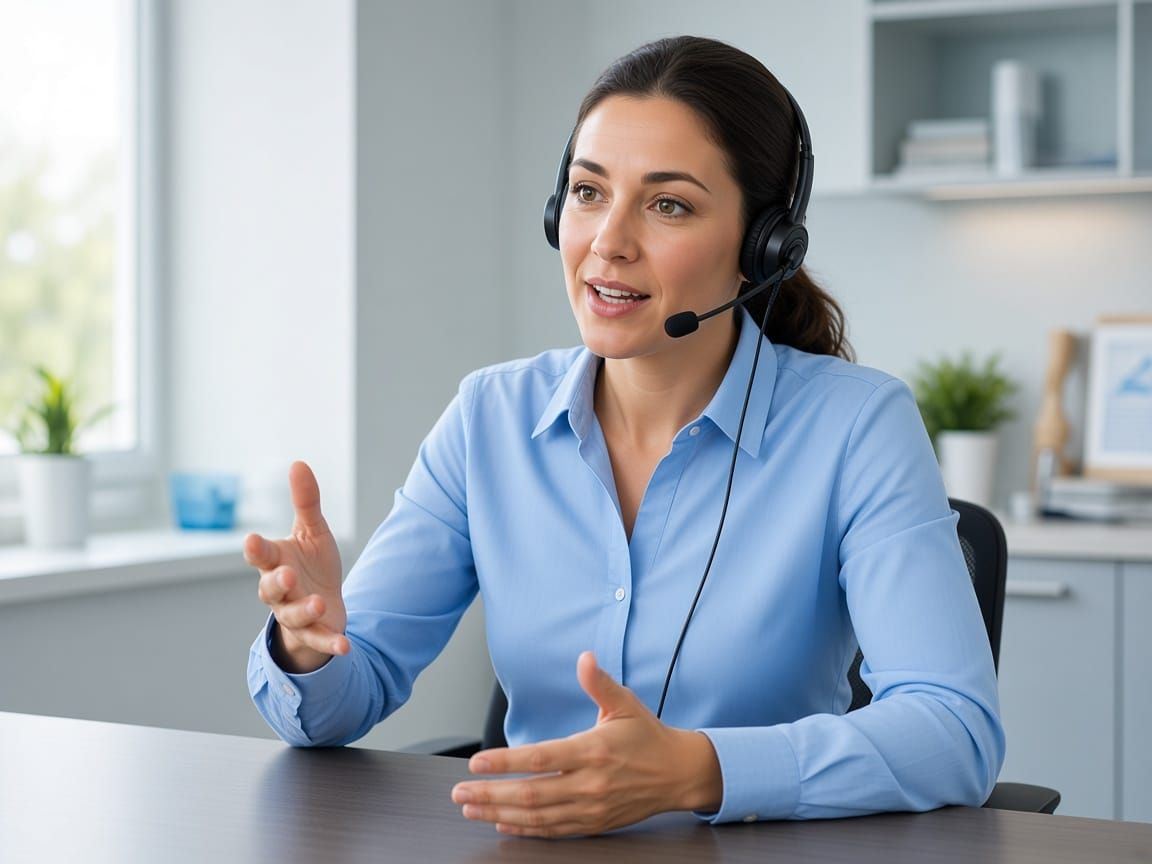An intake coordinator taking a call at a workstation