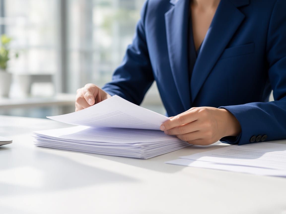 A professional reviewing documents